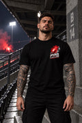 Черна тениска PYRO IS NOT A CRIME — изглед отпред